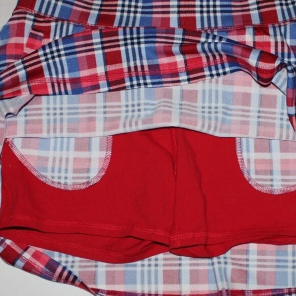 T by Talbots Plaid Skort Shorts Lined Golf Skirt L Petite Red Blue Black Flared - Picture 2 of 6